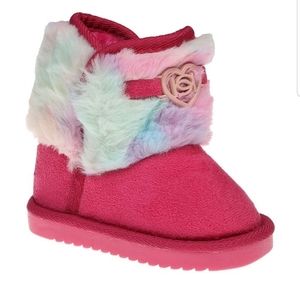 Bebe Girls Fuchsia & Pink Tie-Dye Faux Fur Fashion Boot -Girls Bebe Toddler  NEW